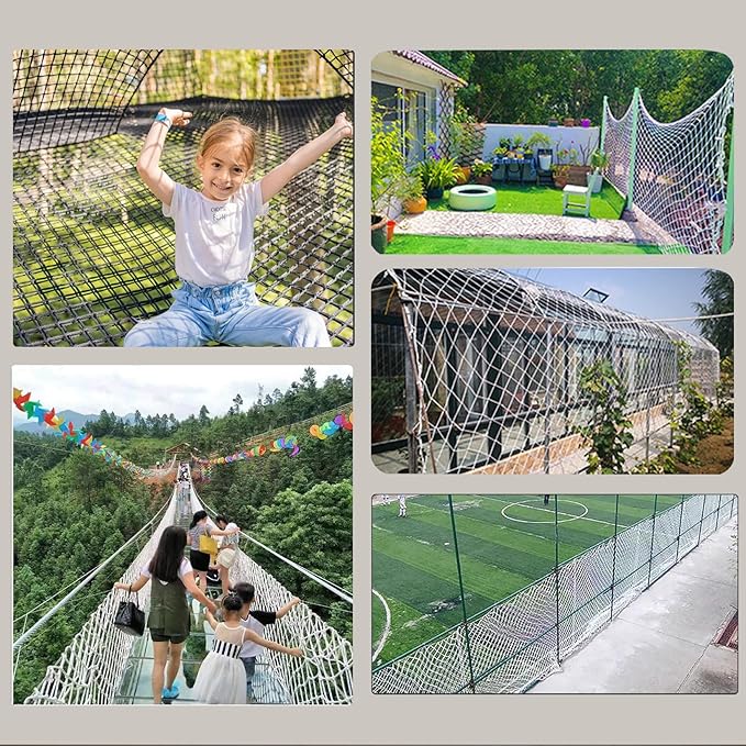 Rope Net Kids Safety Rope Netting Stairs Balcony Fence Safety Net Child Railing Playground Protection Rope Netting Indoor and Outdoor Decor Net White (6mm,1.5X3m)