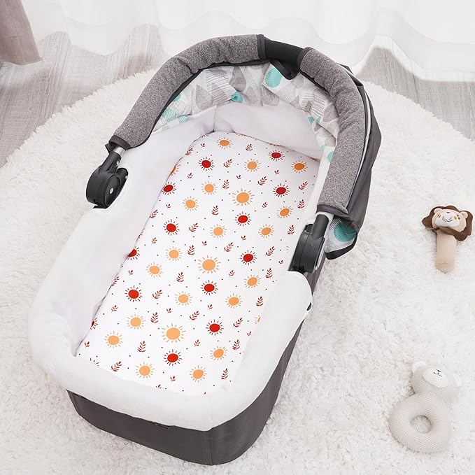 PHF Soft Bassinet Sheet Set, 2 Pack Silky Comfy Breathable Cradle Sheets for Baby Boys Girls, Univeral Fit for Most Oval Rectangle Cradle and Bassinet Mattress/Pad, Rainbow