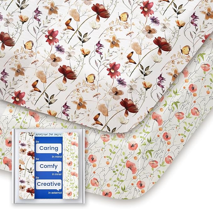 Graco Pack and Play Sheets Fitted, TotBasic Ultra Soft Mini Crib Sheets Boy, Neutral Pack N Play Mattress Sheets Hypoallergenic and Soothing, Premium Jersey Playrad Sheets, 2 Pack