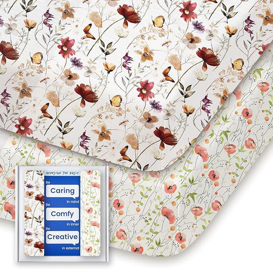 Graco Pack and Play Sheets Fitted, TotBasic Ultra Soft Mini Crib Sheets Boy, Neutral Pack N Play Mattress Sheets Hypoallergenic and Soothing, Premium Jersey Playrad Sheets, 2 Pack