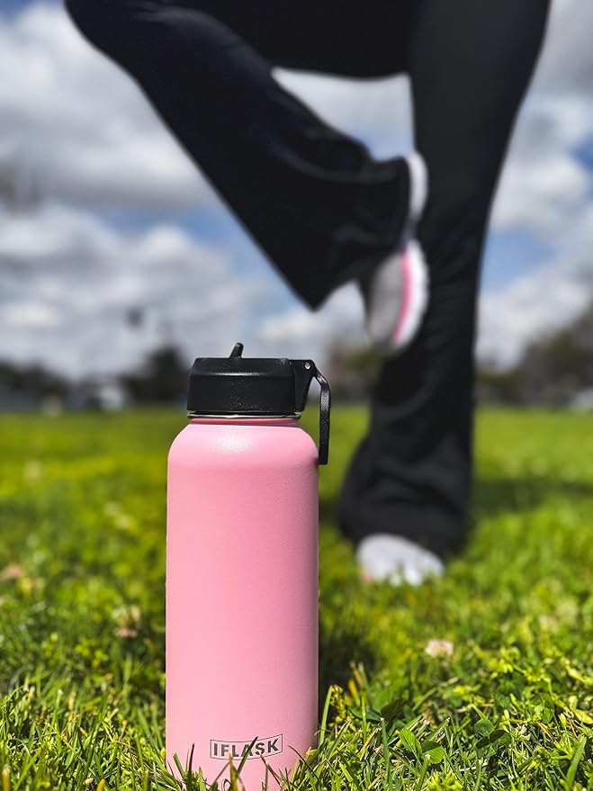 Sport Travel Outdoor Water Bottle with Spout and Straw Lids | Leak Proof | Insulated Stainless Steel Double Walled | BPA and Sweat free | Hot & Cold | For Kids Men & Women (Green, 32 oz)