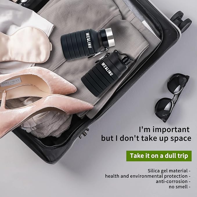 Collapsible Water Bottle, Reuseable BPA Free Silicone Foldable Water Bottles for Travel Gym Camping Hiking, Portable Leak Proof Sports Water Bottle…