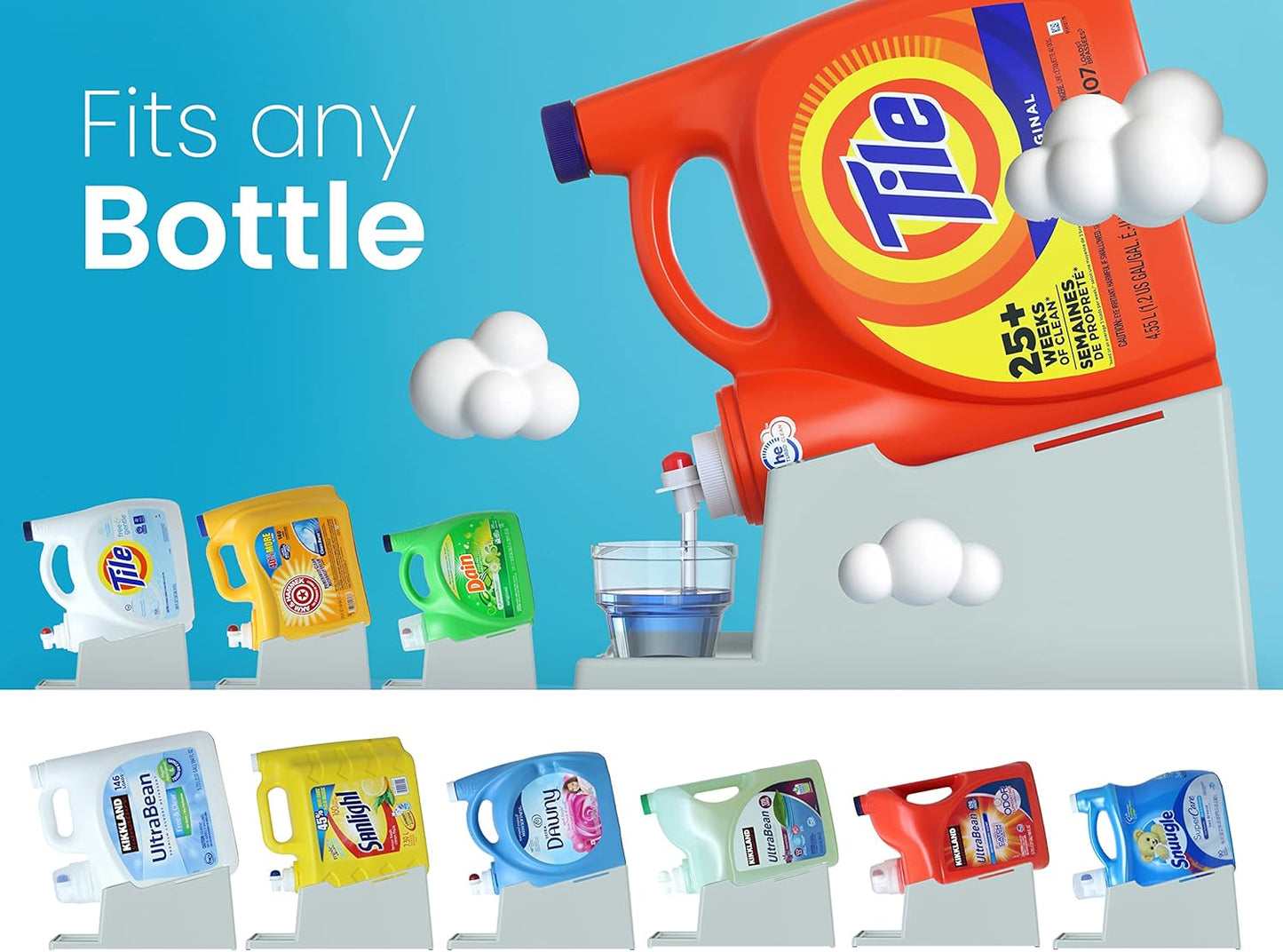 TidyFriend Laundry Detergent Holder Stand Organizer with Drip Tray, Laundry Soap Holder with Non-Slip Rubber Feet for Washing Space Organization, Angled Downward Slope for Easy Pouring (Blue)