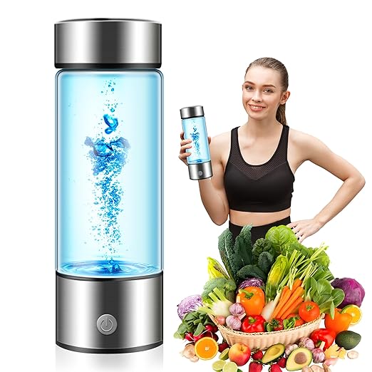 Hydrogen Water Bottle 2024, Hydrogen Water Bottle Generator with SPE PEM Technology Water Ionizer, Hydrogen Water Machine Improve Water in 3 Minutes for Home, Office, Travel, Daily Drinking(Silver)