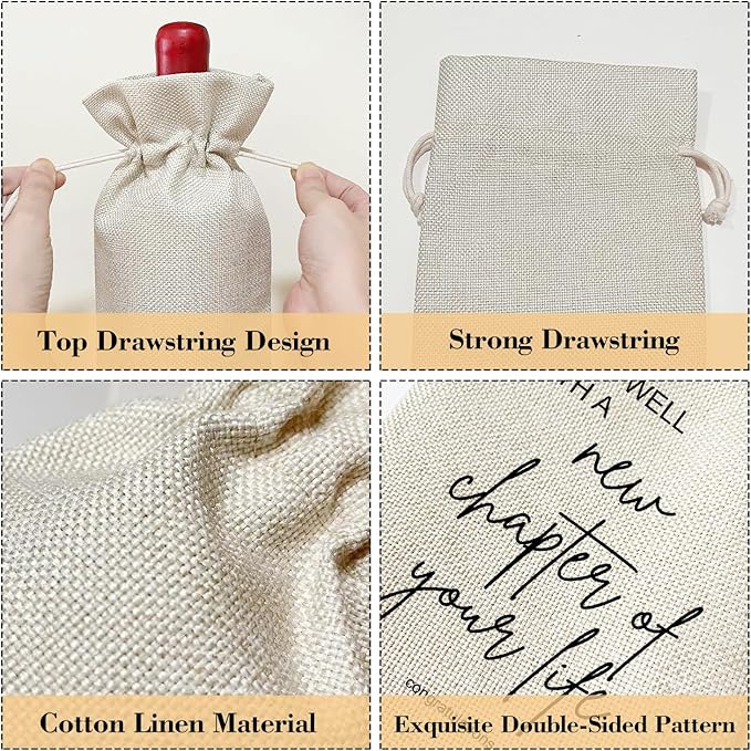 New Beginnings Gifts for Women, Retirement Gifts New Business Owner Gifts Going Away Gift for Coworker Colleague New Job Gifts Wedding Gifts Retirement Wine Bag Party Favor Decoration Supplies /22