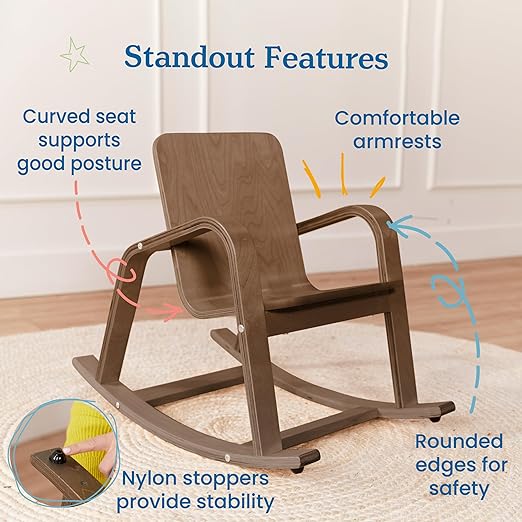 ECR4Kids Bentwood Rocking Chair, Kids Furniture, Grey Wash