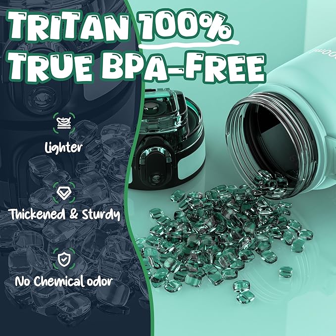 OLDLEY Kids Water Bottle for School, 17 oz (2 lids) BPA-Free Reusable Leak-proof Durable Tritan Plastic Water Bottles with Straw & Chug Lids, Anti-dust Spout Cover (Mint Green)