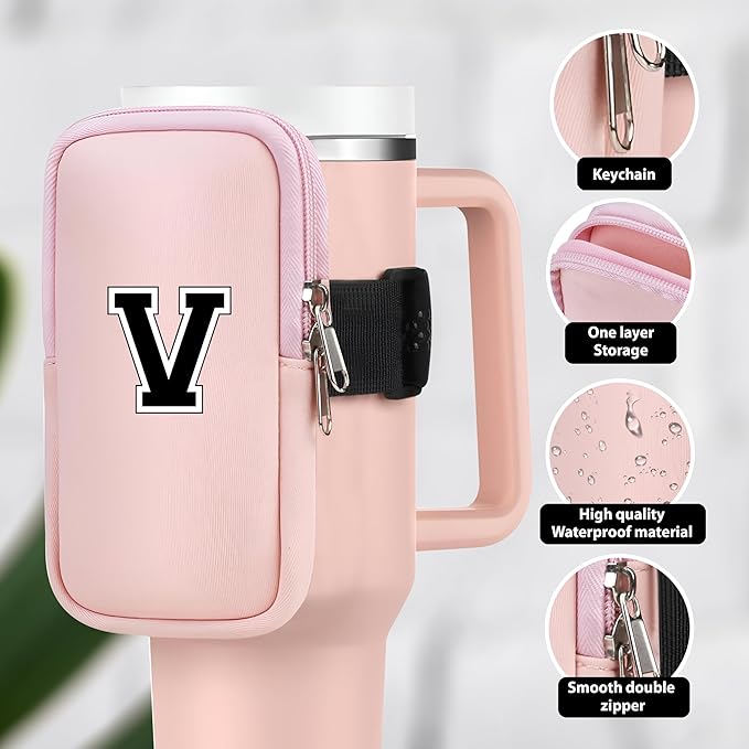 Mini Water Bottle Pouch for Stanley-Tumbler pouch with Zipper Pocket, Stanley pouch, Insulated Mug pouch, Tumbler carry holder pouch, Travel mug pouch | Waterproof