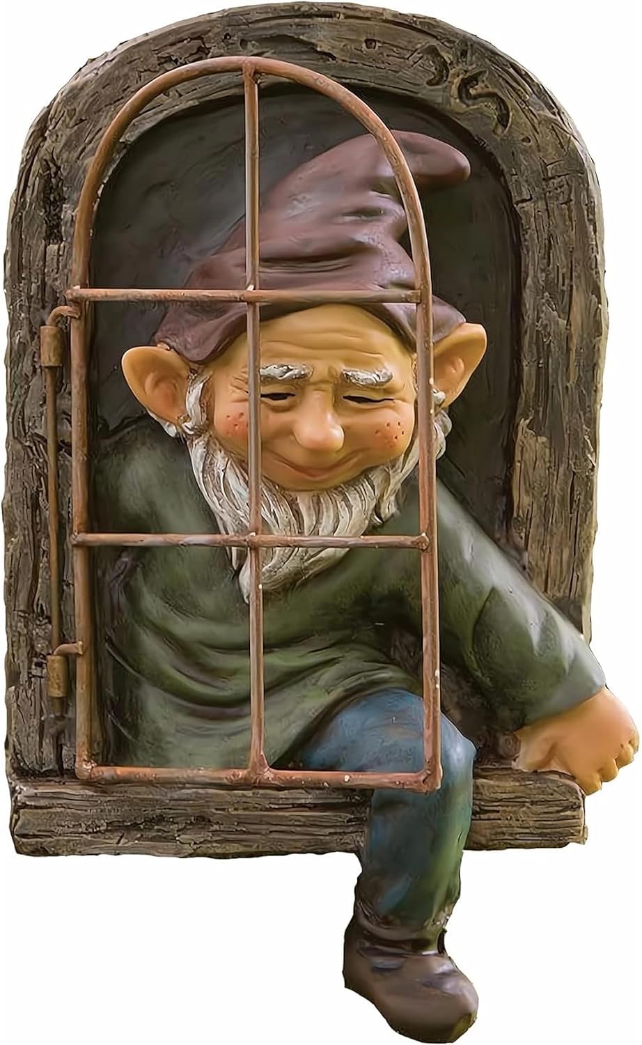 Elenon Gnome Tree Faces Garden Decor, 13inch Elf Out The Window Statue Outdoor Decorations, Tree Hugger Fairy Whimsical Peeker Sculpture Yard Patio Art