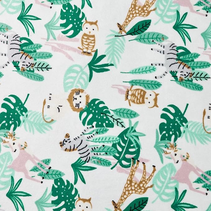 DaysU Silky Micro Soft Plush Baby Blankets for Boys with Print Animal Pattern and Soothing Raised Dots, Double Layer Bed Throws for Baby Crib, Jungle, Green, 30x40 Inches