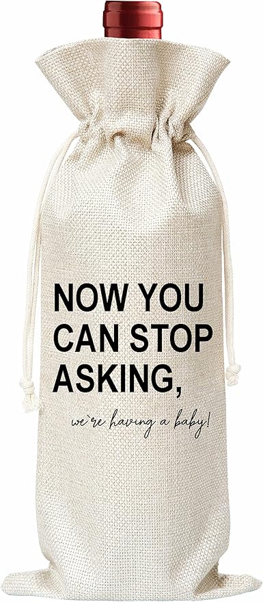 Grandparents Gifts Wine Bag - Gift For New Grandpa Grandma, Grandparents Aunt Uncle, Baby Announcement - Cotton Burlap Wine Bag (1 Pcs) - WB038