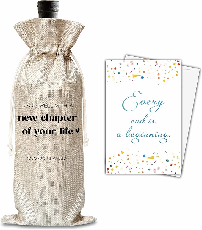New Job Gifts For Women Man, New Chapter Wine Gift Bag, Pairs Well With A New Chapter Of Your Life Wine Bag, New Beginnings Gifts For New Job, New House, Retirement, Engagement, B42