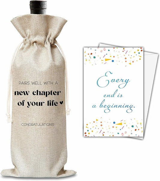 New Job Gifts For Women Man, New Chapter Wine Gift Bag, Pairs Well With A New Chapter Of Your Life Wine Bag, New Beginnings Gifts For New Job, New House, Retirement, Engagement, B42