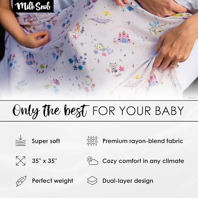 Milk Snob Disney A Wish Come True Baby Girl Swaddle Blanket, Soft Receiving, Security Bed and Play Blanket, Toddler and Infant Baby Bedding Registry and Shower Gifts, Newborn Essentials, 34" x 34"