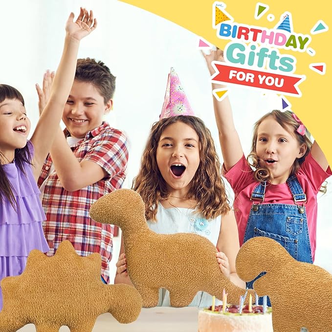 Dino Nugget Pillow Plush for Birthday Gifts, Dinosaur Chicken Nuggets Pillow are Funny Gifts for Teen Boys and Girls, Dino Pillow Cute Dinosaur Gifts for Kids and Adults (Small, Tyran rex)