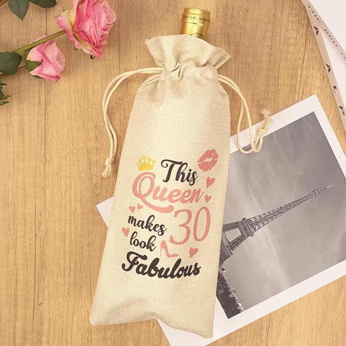 Happy Birthday Wine Bag Gift - 30th Birthday Gift Red Wine Bag, 30th Birthday Gift, Ideas Happy 30th Birthday Decor, 30 Years Old Birthday Party Decoration Wine Bag Gifts for Women Men