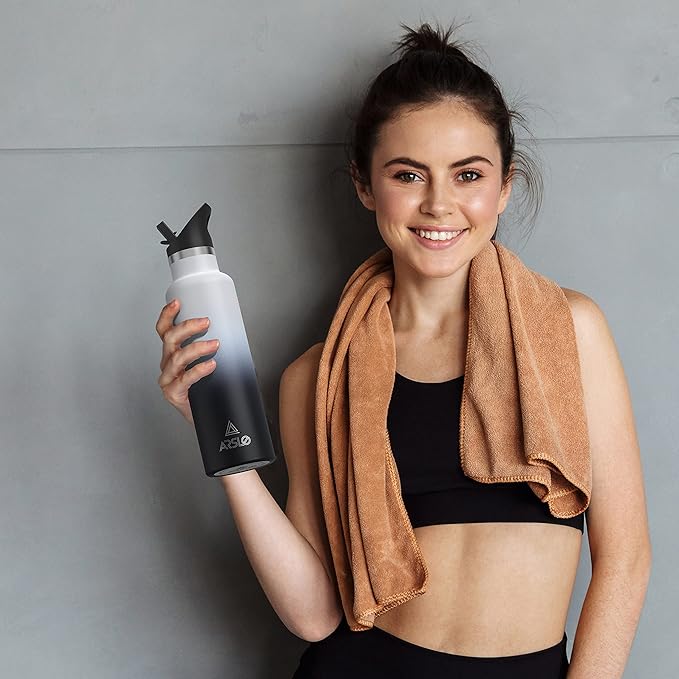 Stainless Steel Double Wall Water Bottles 25oz, Vacuum Insulated Bottle With Straw Lid, Insulated Water Bottle Keeps Water Cold for 24 Hours, Hot for 12 Hours, Hiking, Sports