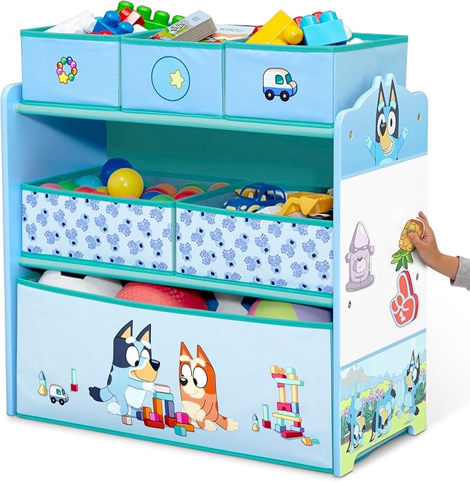 Delta Children - Bluey Design & Store 6 Bin Toy Storage Organizer - Greenguard Gold Certified, Blue