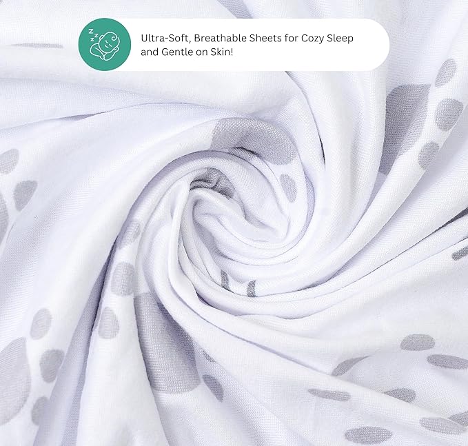 TansyPanda Bassinet Sheets for Bellababy, Besrey, AMKE, and Milliard Bedside Bassinet Sleeper, 3PC, 20 x 33 Inch, Ultra Soft, Breathable, Snug Fit, Unisex Boys, Girls, Gray White (Woodland Rainbow)