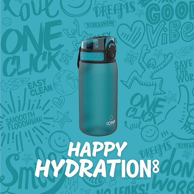 Ion8 Pod Leak Proof BPA Free Kids Water Bottle, 350ml (12 oz), Frosted Aqua