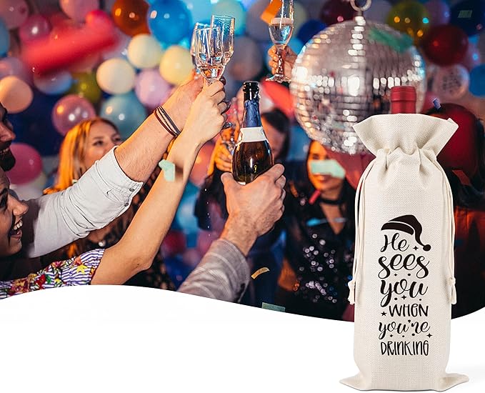 Christmas Wine Gift Bags,Pairs Well With Christmas,Christmas Wine Bags,Wine Gift Bag,Christmas Drawstring Wine Bag,Christmas Party Favors,Holiday Party Favors,1 Drawstring Gift Wine Bag,Q34