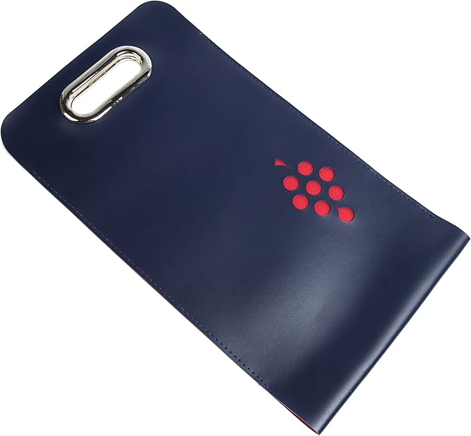 Leather Wine Bag with Handles Reusable Wine Carrier Bag Carrier Tote PU Leather Wine Gift Bag for Party Picnic Travel for Wine Lover Color Blue 2 Bottle, color blue- 2 bottle