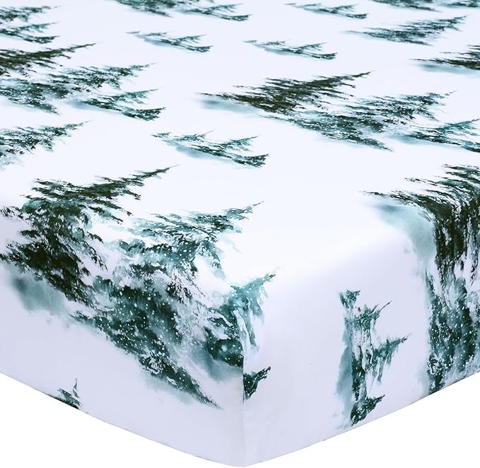 JISEN Fitted Crib Sheets 1 Piece Soft Breathable Baby Crib Sheets for Standard Crib and Toddler Mattress Baby Bed Sheets for Crib for Baby Boys Girls Neutral 28x52 Inch Woodland