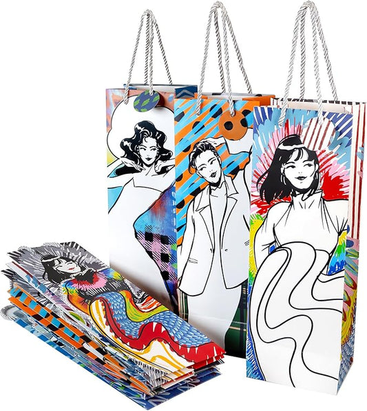 Generic 9 Wine & Bottle Bags, To Give Wine, Includes 9 Silver Clips to Close the Bag, with 250g Cardboard, Its Design Brings Originality to the Wine Gift Bag, 13.75 x 4.72 Inch