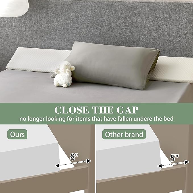 Full (54"x10"x6") Bed Wedge Pillow for Headboard - Bed Gap Filler - Mattress Wedge - Bloster Triangle Pillow for Sleeping to Fill Gap (0-8") Between Headboard and Mattress - Ivory