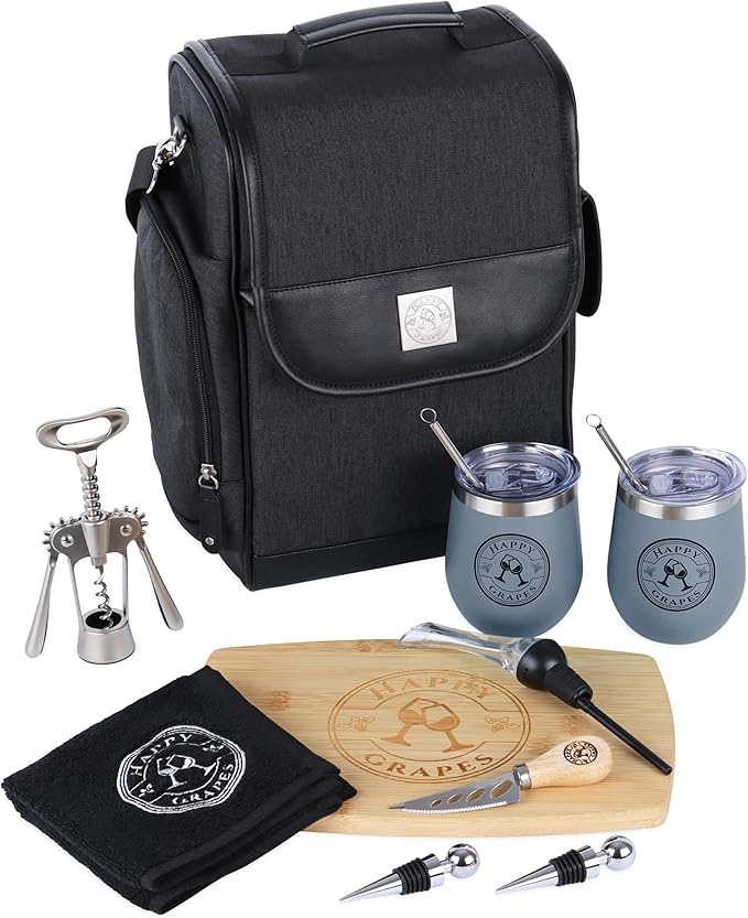 Premium Wine Tote (Grey tumblers)
