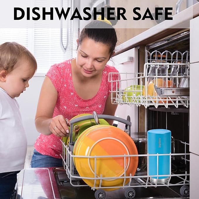 Kids Water Bottle with Straw 2 Pack, 16oz Water Bottles Bulk, Single Wall 18/8 Stainless Steel, Dishwasher Safe & Leakproof, Reusable Gift for Girls Boys to School Sports Travel Camping, Pink & Blue