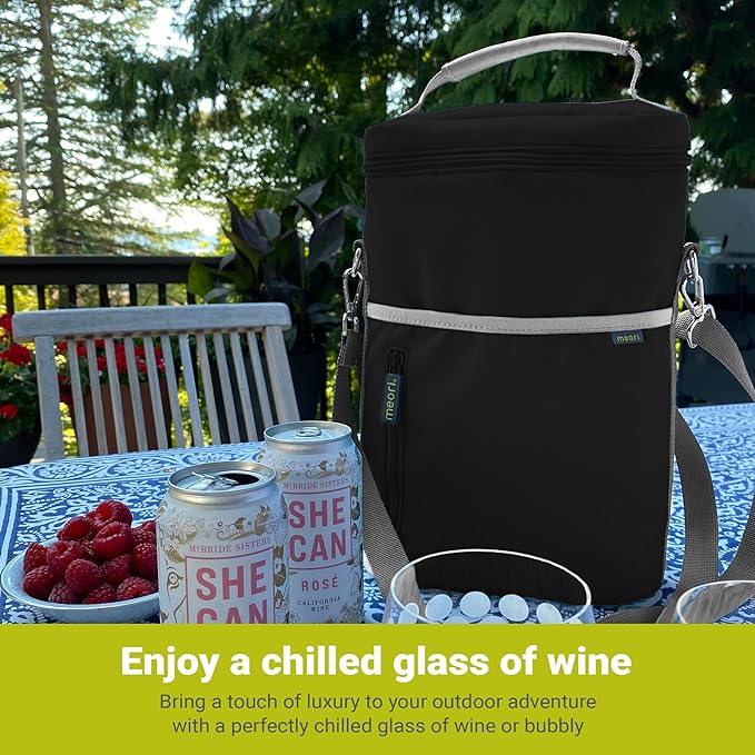 meori 2-Bottle Insulated Wine Tote | Lava Black Solid