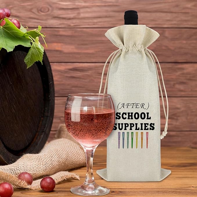 Gfhzdmf Teacher Appreciation Gift Wine Bag Teachers Day Gifts Drawstring Reusable Wine Wrap Bags Gift For Teacher Assistant Instructor Counsellor Thank You Christmas Gift for Teachers from Student