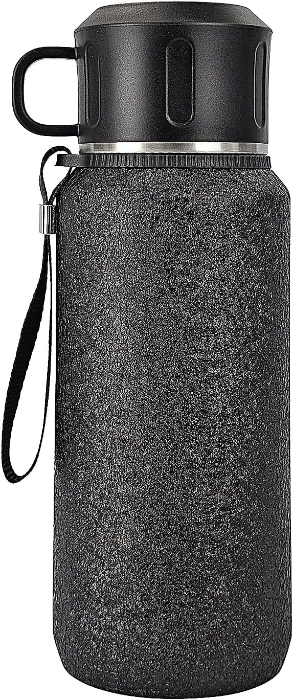 Insulated Stainless Steel Water Bottle, 27oz/800ml Sports Water bottles with Double Walled and Vacuum Insulated Metal for Travel, School, and Gym (Black)