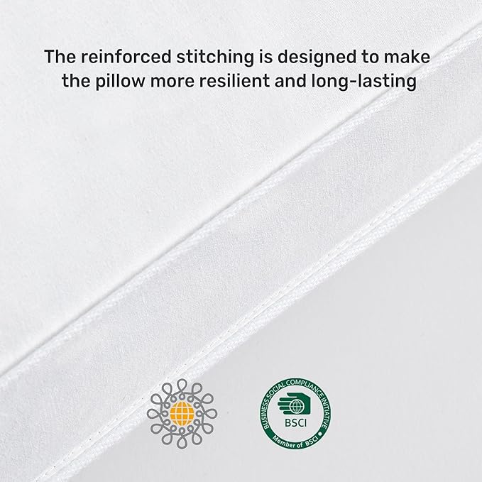 UNIKOME Goose Down Feather Pillows with 100% Cotton Cover, Set of 2 Gusseted Bed Hotel Collection Pillows for Sleeping, Queen Size