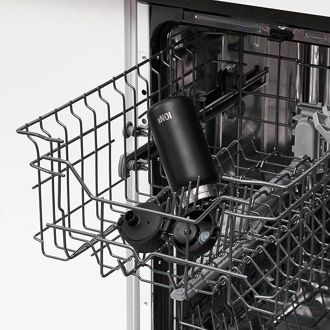 Ion8 Kids Water Bottle, Steel 400 ml/13 oz, Leak Proof, Easy to Open, Secure Lock, Dishwasher Safe, Hygienic Flip Cover, Carry Handle, Easy Clean, Durable, Scratch Resistant, Carbon Neutral, Black