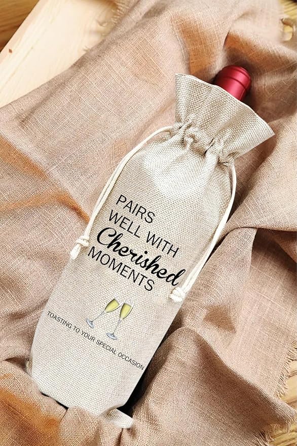 comfit Wedding Engagement Wine Gift Bag - Bridal Shower Gifts for Fiancee, Gifts for Mr and Mrs, Anniversary, Birthday, Graduation