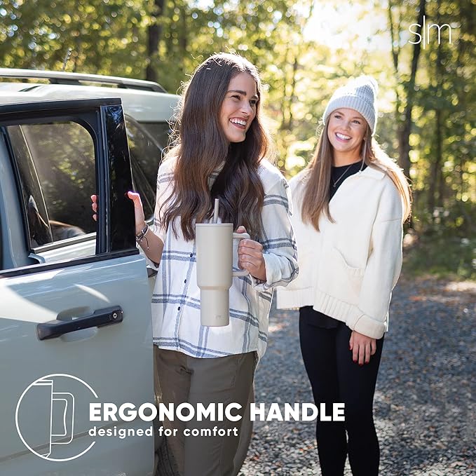 Simple Modern 40 oz Tumbler with Handle and Straw Lid | Insulated Cup Reusable Stainless Steel Water Bottle Travel Mug Cupholder Friendly | Gifts for Women Men Him Her | Trek Collection | Retro Mint