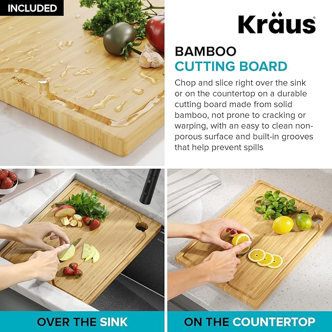 KRAUS Kore 27 Inch Undermount Workstation 16 Gauge Stainless Steel Single Bowl Kitchen Sink with Accessories in PVD Gunmetal Finish with Accessories, KWU110-27-PGM