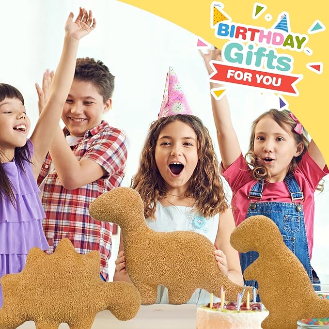 Dino Nugget Pillow for Birthday Gifts, Dinosaur Chicken Nugget Pillow Funny Gifts for Teens Boys and Girls, Fun Pillows Cute Dinosaur Gifts for Kids and Adults - (Small, 3Pcs)