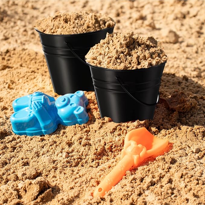 Sadnyy 12 Pack Metal Buckets with Handle, Galvanized Bucket 4.5 x 5 Inch Basket Bucket for Kids, Kids Party Supplies, Crafts for Christmas Halloween Christmas Candy Bars Vase Crafts(Black)