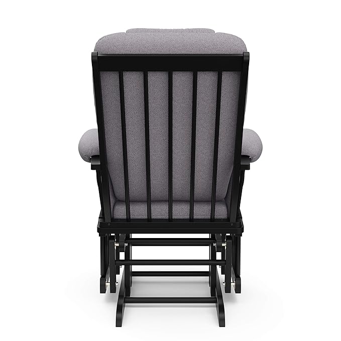 Storkcraft Tuscany Custom Glider and Ottoman with Free Lumbar Pillow (Black/Slate Gray Swirl) - Cleanable Upholstered Comfort Rocking Nursery Chair with Ottoman