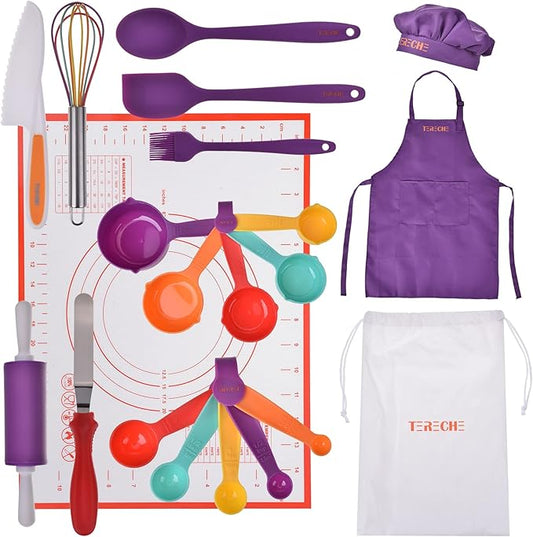 Kids Cooking Sets, Real 41 Piece Baking Set, Kids Cooking Utensils - Kids Baking Set Gift for Girls & Boys - Real Accessories & Utensils for The Curious Child