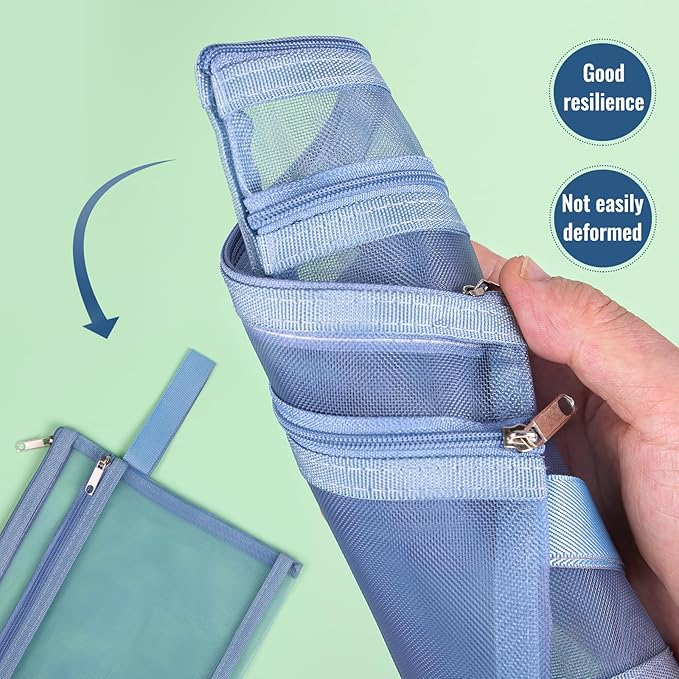 EOOUT 10 Pack Colored Mesh Zipper Pouch Bags, A5 Double-Layer Nylon Puzzle Organizers and Storage Building Block Board Game Storage Breathable Clear Zipper Bags for Office Home Games