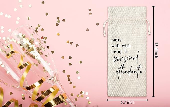 Personal Attendant Wine Gift Bag, Wine Bag for Personal Attendant Proposal, Brides Assistant, Bridesmaid Wedding, Bridesmaids, Wedding, Bridal Shower Party, 1 Pc Burlap Wine Bottle Cover Bag (a17)