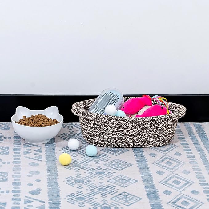 CubesLand Small Shelf Shelves Closet Over Toilet Storage Cube Organizer Basket Bin 5-Piece,Woven Basket Bin for Organizing,Nesting Cute Rope Baby Dog Cat Toy Basket Box,Brown Basket for Storage