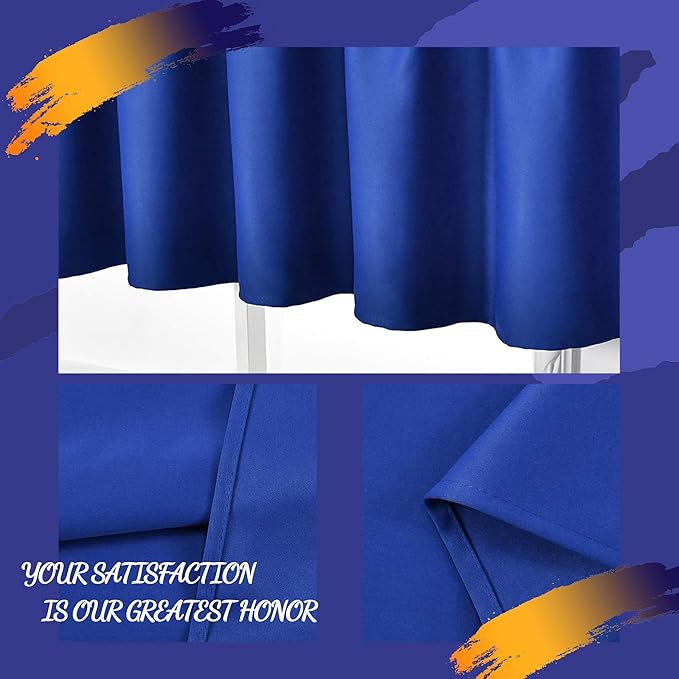 Royal Blue Extra Wide Valance for Windows 100x18 Inch Solid Thermal Insulated Blackout Rod Pocket Kitchen Short Curtain Toppers Extra Wide Valance for Bathroom Living Room 1 Panel