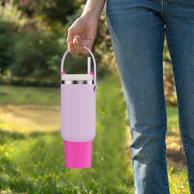 Silicone Handle Bag for Stanley 40 oz Tumbler with Handle, Holder for Stanley Tumbler Easy to Go Out - PURPLE