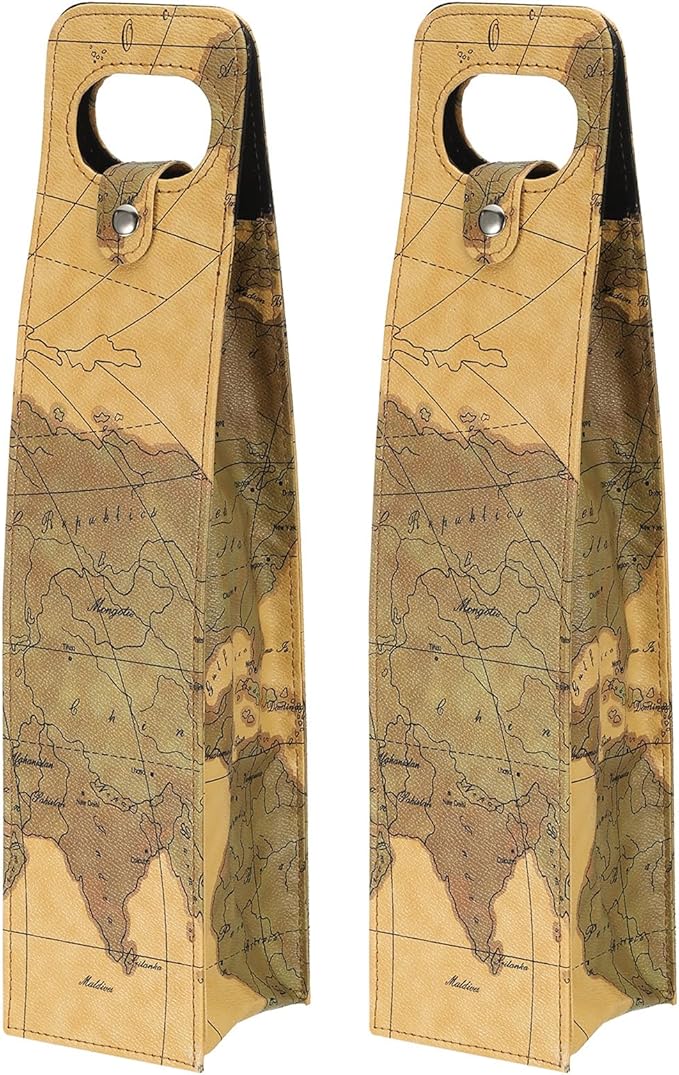 PATIKIL Wine Gift Bag, 2 Pack Wine Bag Reusable Leather Wine Tote Carrier for Wine Bottles Portable Champagne Gift Bags for Picnic Party Wedding, Yellow