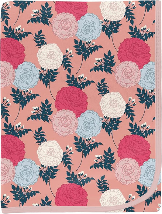 KicKee Print Swaddle Blankets, Silky Soft Baby Blanket, 40” x 29” (Blush Enchanted Floral - One Size)